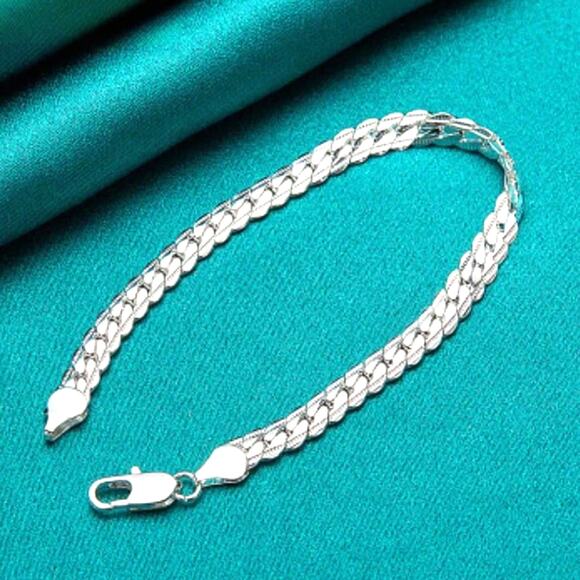 925 Sterling Silver Bracelet Cuban Snake Chain Link Birthday Christmas Gift NEW - Picture 2 of 7